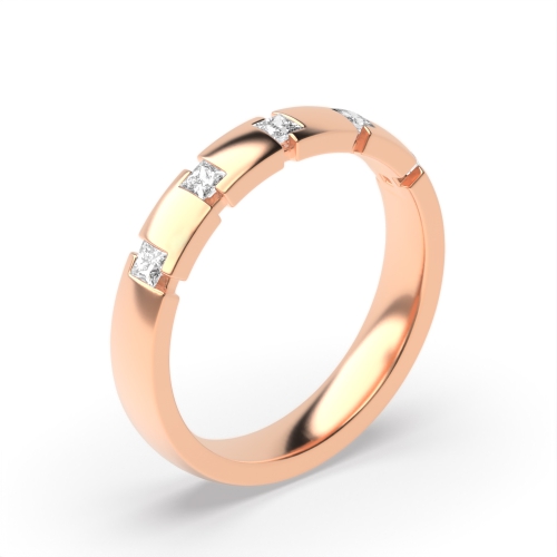 Channel Setting Princess Rose Gold Unusual Eternity Engagement Rings