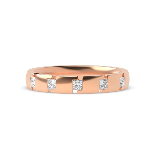 Channel Setting Princess Rose Gold Unusual Eternity Engagement Rings
