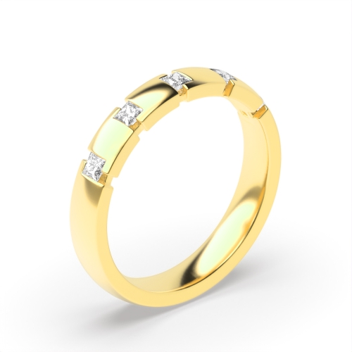 Channel Setting Princess Yellow Gold Unusual Eternity Engagement Rings
