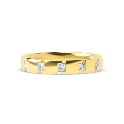 Channel Setting Princess Yellow Gold Unusual Eternity Engagement Rings