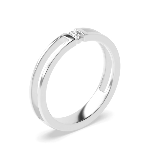 Channel Setting Round White Gold Solitaire Diamond Rings