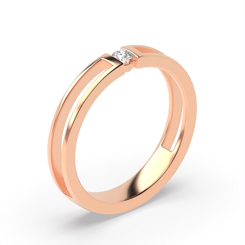 Channel Setting Round Rose Gold Double channel band Unusual Engagement Rings
