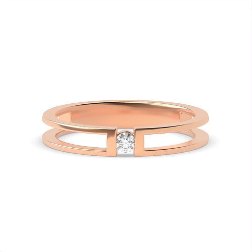 Channel Setting Round Rose Gold Double channel band Unusual Engagement Rings
