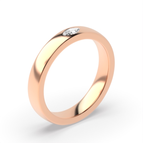 Flush Setting Marquise Rose Gold Soloshine Band Diamond Rings