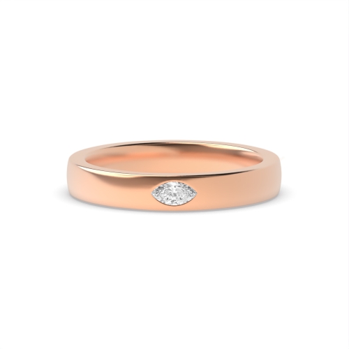 Flush Setting Marquise Rose Gold Soloshine Band Diamond Rings