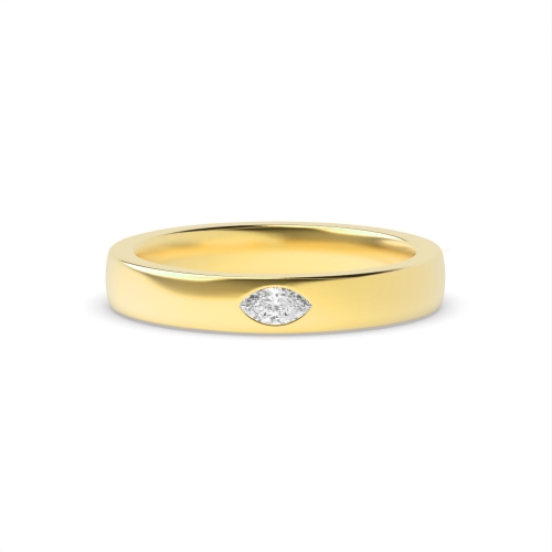 Flush Setting Marquise Yellow Gold Soloshine Band Diamond Rings