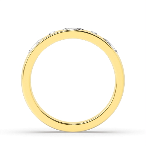 Flush Setting Marquise/Round Yellow Gold Ciphervault Band Diamond Rings