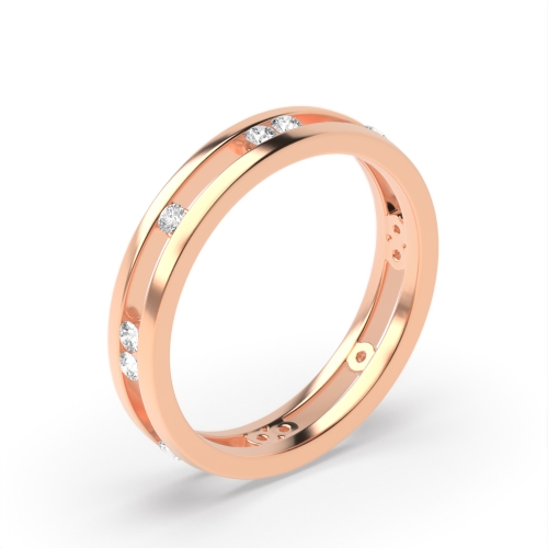 Channel Setting Round Rose Gold Stylish wedding Band Diamond Rings