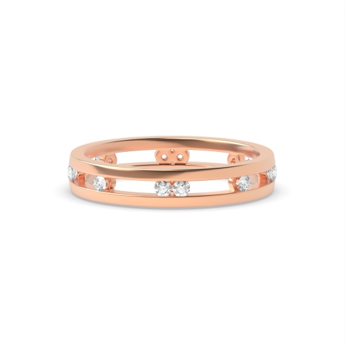 Channel Setting Round Rose Gold Stylish wedding Band Diamond Rings