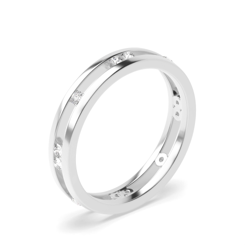 Channel Setting Round White Gold Stylish wedding Band Diamond Rings