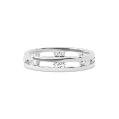 Channel Setting Round White Gold Stylish wedding Band Diamond Rings
