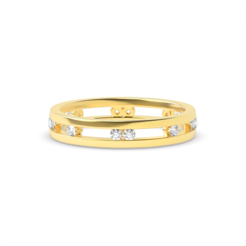 Channel Setting Round Yellow Gold Stylish wedding Band Diamond Rings