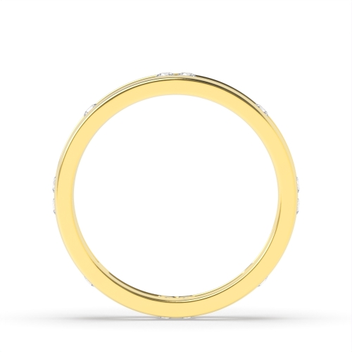 Channel Setting Round Yellow Gold Stylish wedding Band Diamond Rings