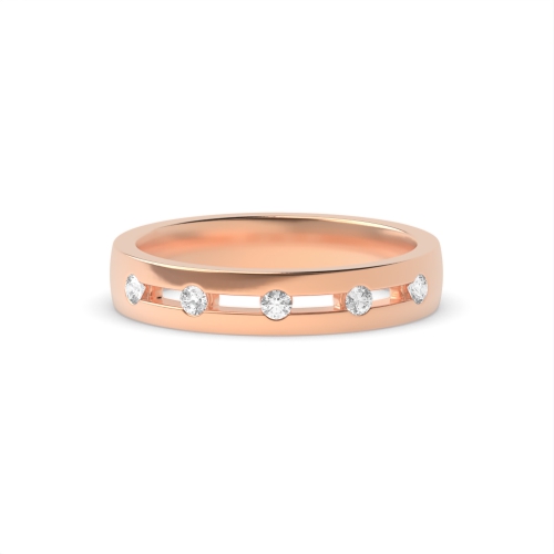Channel Setting Round Rose Gold 4 stones Band Diamond Rings