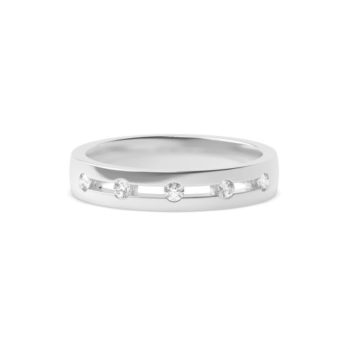 Channel Setting Round White Gold 4 stones Band Diamond Rings