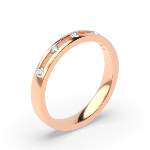 Channel Setting Round Rose Gold 5 stones Band Diamond Rings