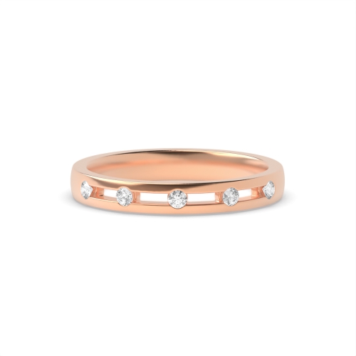 Channel Setting Round Rose Gold 5 stones Band Diamond Rings