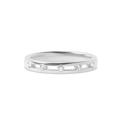 Channel Setting Round White Gold 5 stones Band Diamond Rings