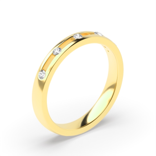Channel Setting Round Yellow Gold 5 stones Band Diamond Rings