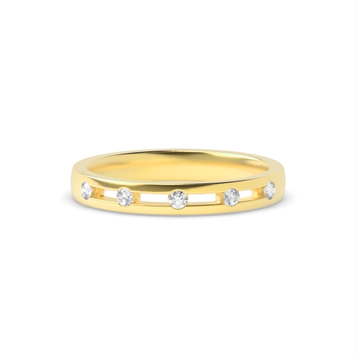 Channel Setting Round Yellow Gold 5 stones Band Diamond Rings