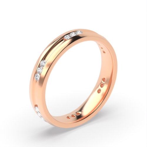 Channel Setting Round Rose Gold Clsuter Band Diamond Rings