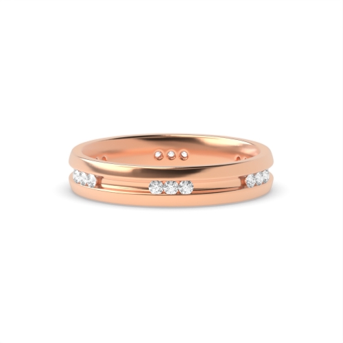 Channel Setting Round Rose Gold Clsuter Band Diamond Rings