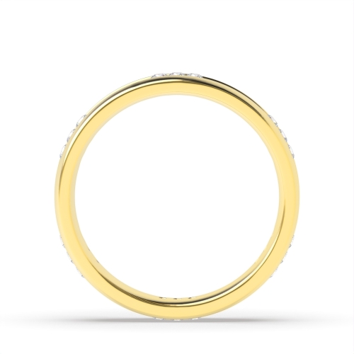 Channel Setting Round Yellow Gold Clsuter Band Diamond Rings