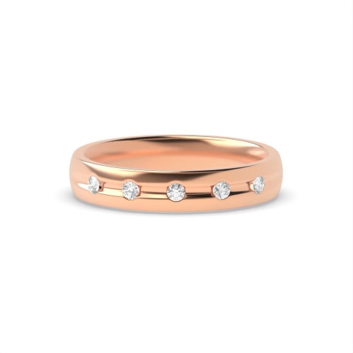 Channel Setting Round Rose Gold Wide wedding Band Diamond Rings