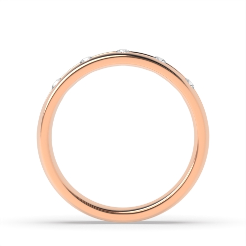 Channel Setting Round Rose Gold Wide wedding Band Diamond Rings