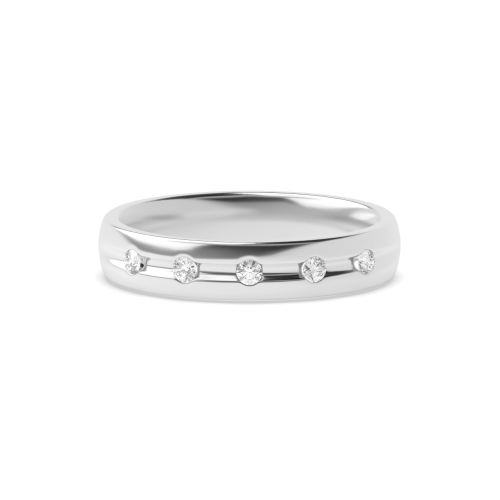 Channel Setting Round White Gold Wide wedding Band Diamond Rings