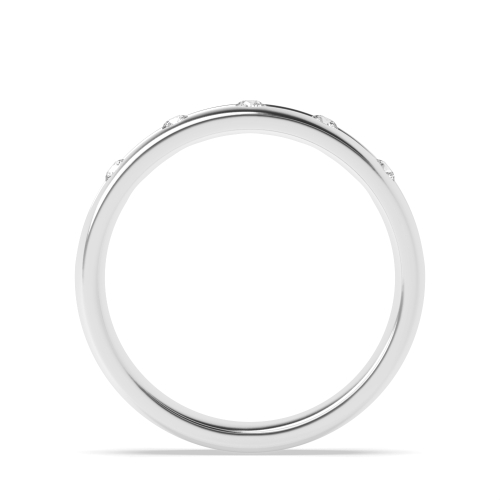 Channel Setting Round White Gold Wide wedding Band Diamond Rings