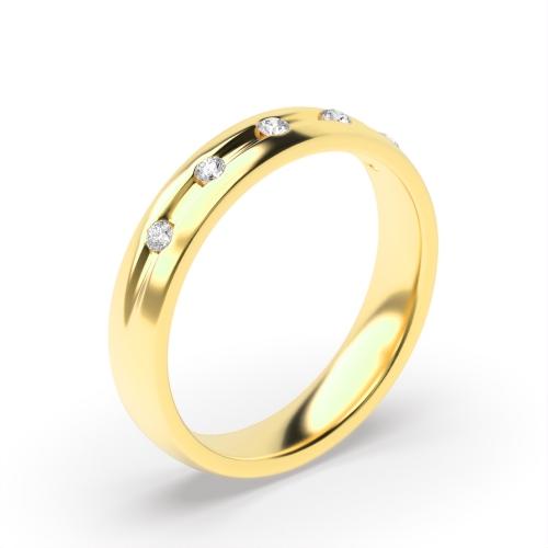 Channel Setting Round Yellow Gold Wide wedding Band Diamond Rings