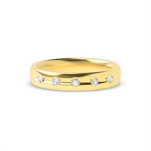 Channel Setting Round Yellow Gold Wide wedding Band Diamond Rings