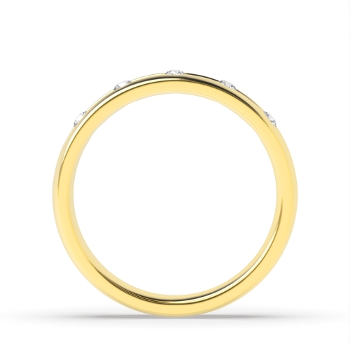Channel Setting Round Yellow Gold Wide wedding Band Diamond Rings