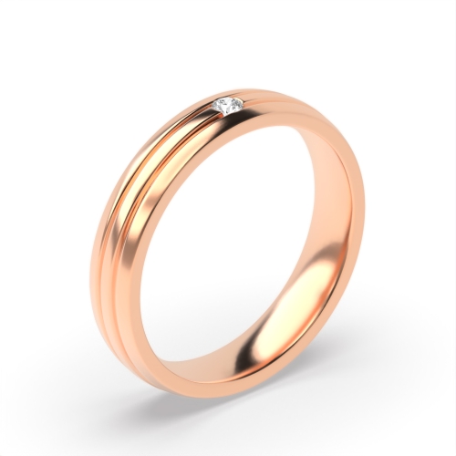 Flush Setting Round Rose Gold Cipherbox Band Diamond Rings