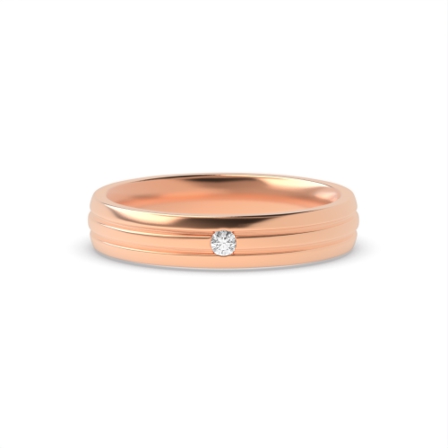 Flush Setting Round Rose Gold Cipherbox Band Diamond Rings