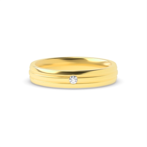 Flush Setting Round Yellow Gold Cipherbox Band Diamond Rings