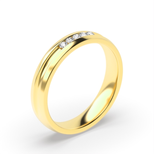 Channel Setting Round Yellow Gold Celestial dance Band Diamond Rings