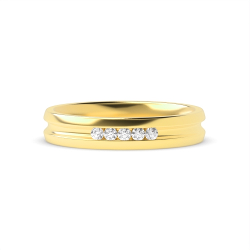 Channel Setting Round Yellow Gold Celestial dance Band Diamond Rings