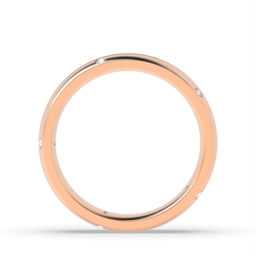Flush Setting Round Rose Gold Zig zag Band Diamond Rings