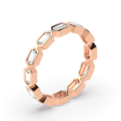 Channel Setting Emerald Rose Gold Elegant Unusual Eternity Diamond Rings