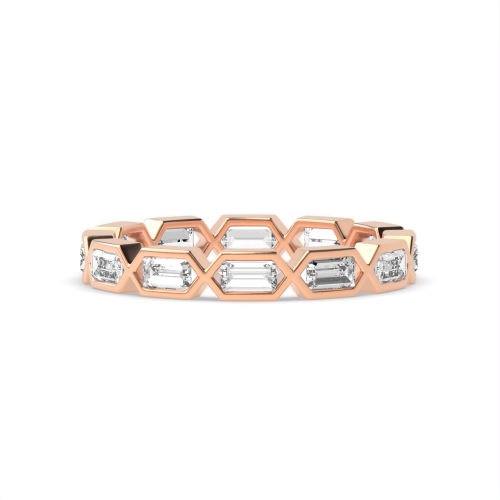 Channel Setting Emerald Rose Gold Elegant Unusual Eternity Diamond Rings