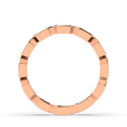 Channel Setting Emerald Rose Gold Elegant Unusual Eternity Diamond Rings