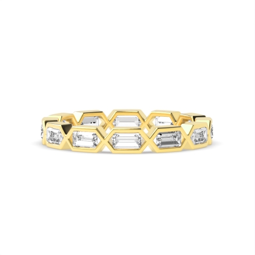 Channel Setting Emerald Yellow Gold Elegant Eternity Diamond Rings