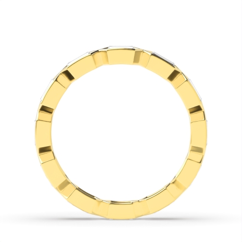 Channel Setting Emerald Yellow Gold Elegant Eternity Diamond Rings