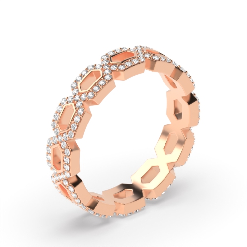 Pave Setting Round Rose Gold Ecliptic enigma Unusual Eternity Diamond Rings