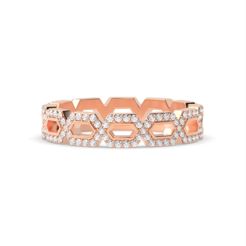 Pave Setting Round Rose Gold Ecliptic enigma Unusual Eternity Diamond Rings