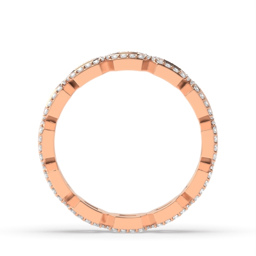 Pave Setting Round Rose Gold Ecliptic enigma Unusual Eternity Diamond Rings