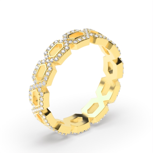 Pave Setting Round Yellow Gold Ecliptic enigma Eternity Diamond Rings
