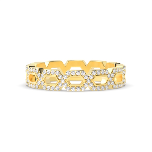 Pave Setting Round Yellow Gold Ecliptic enigma Eternity Diamond Rings